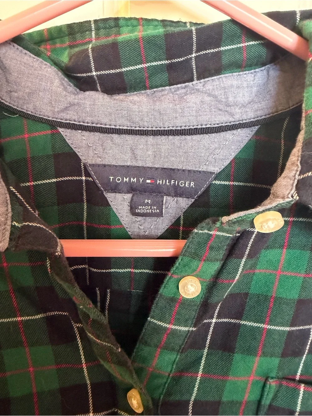 Tommy Hilfiger Green, Navy & Red Plaid Button-Down Shirt - Picture 3 of 3